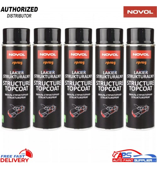 5x NOVOL Structure Topcoat Aerosol 500ml Black – Textured Bumper Trim